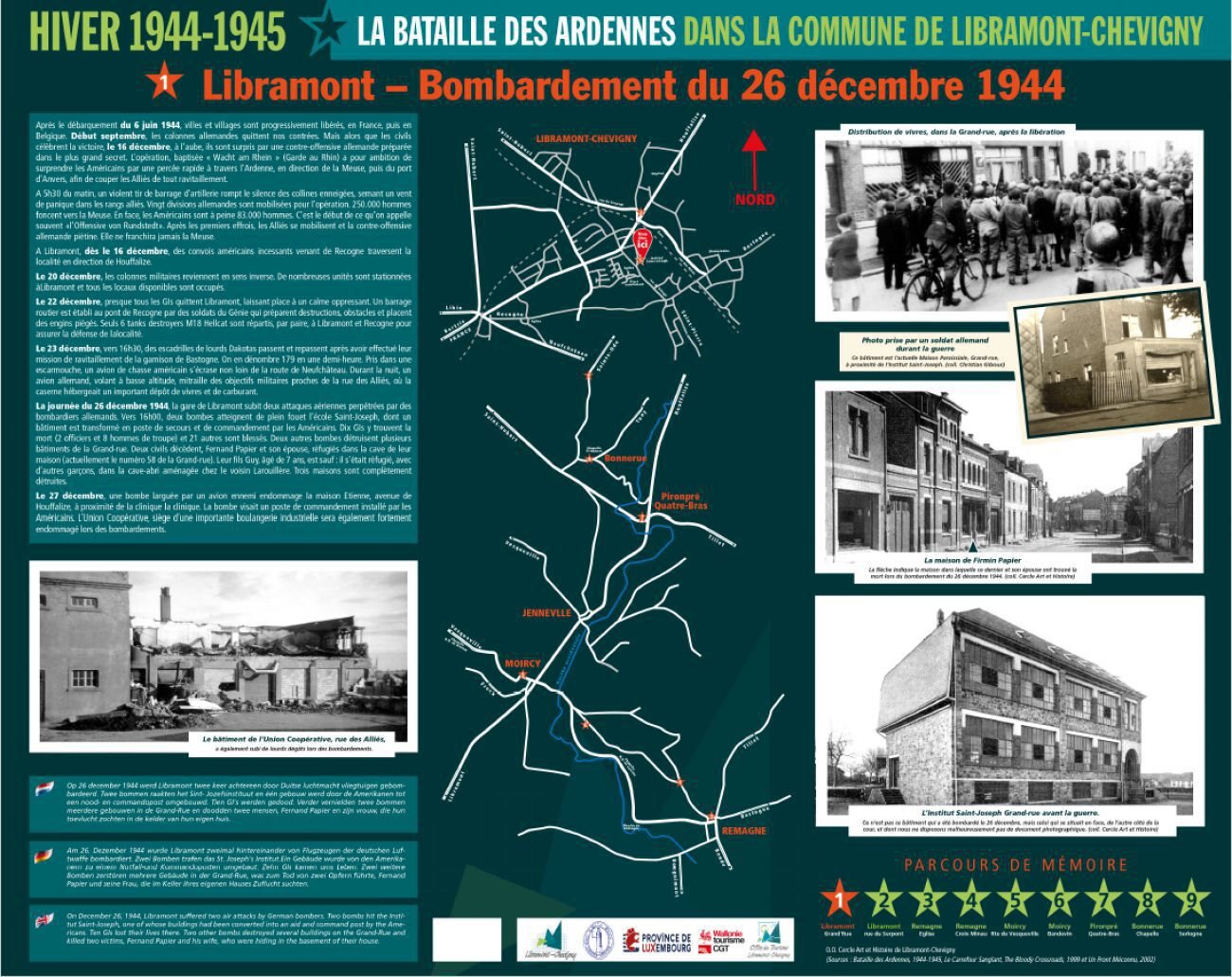 1er panneau du parcours historique la Bataille des Ardennes